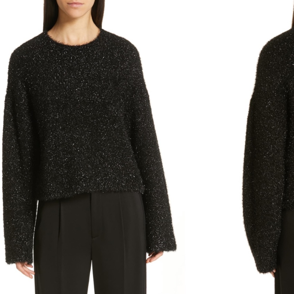 NEW • Vince • Boxy Metallic Slouchy Sweater Black
